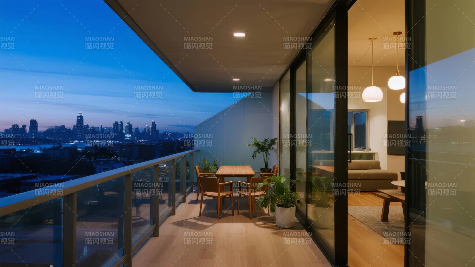 都市夜景阳台图片