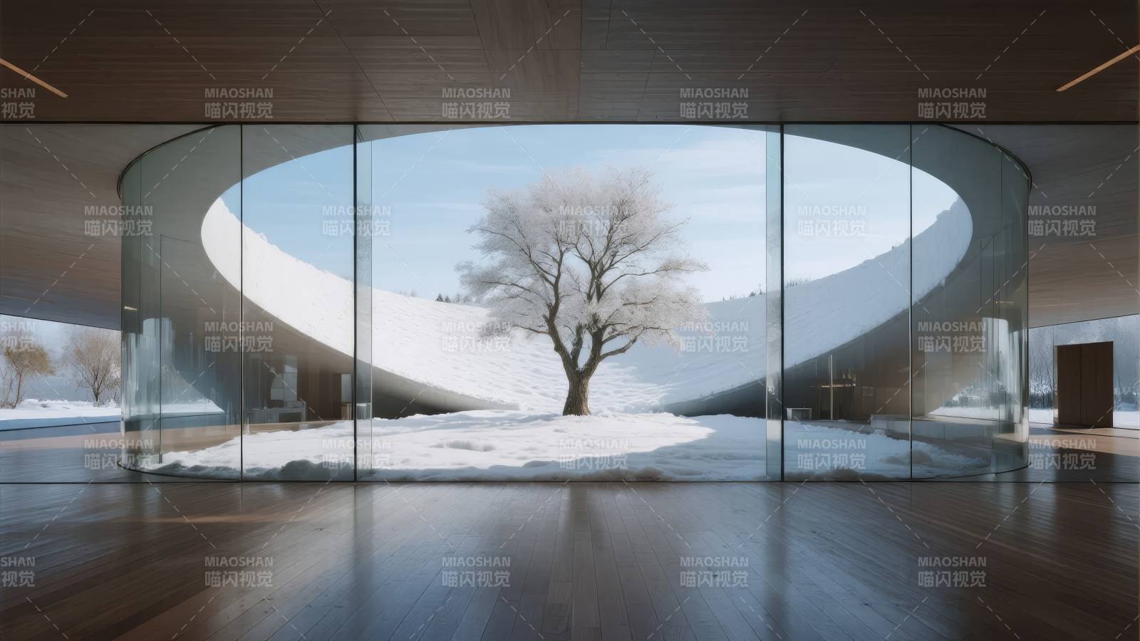 雪景中的孤树图片