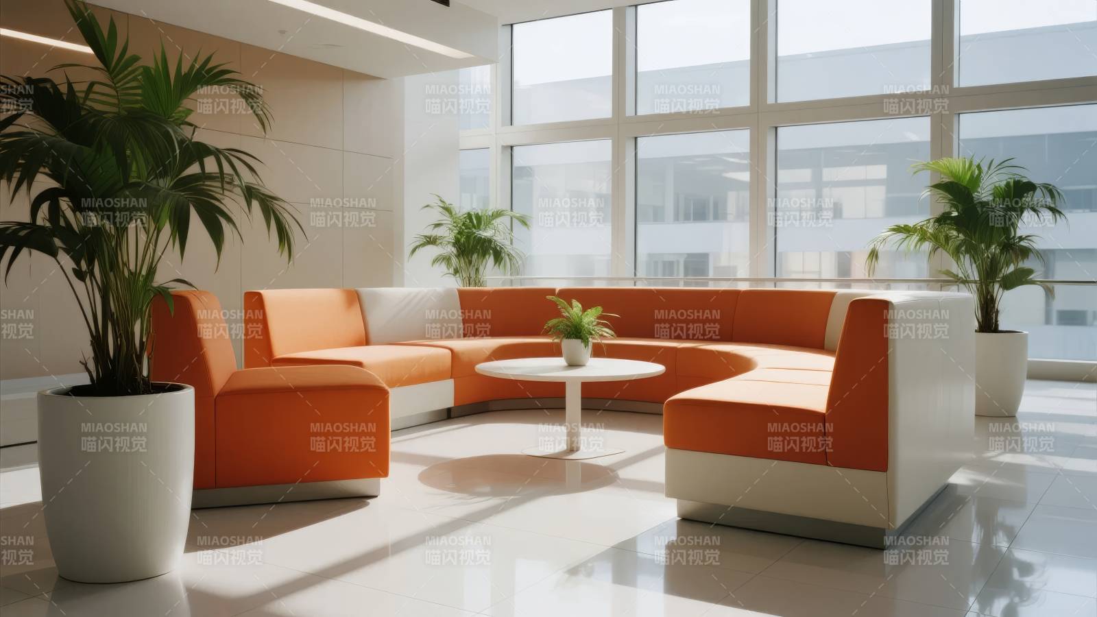 现代客厅橙色沙发图片