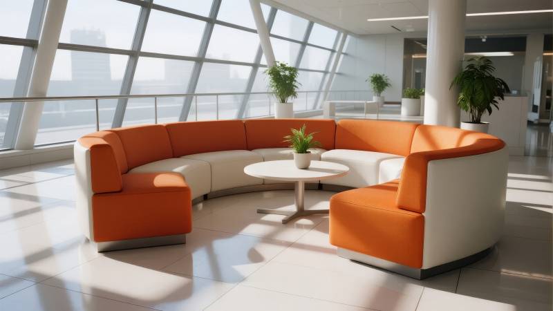 现代客厅橙色沙发图片