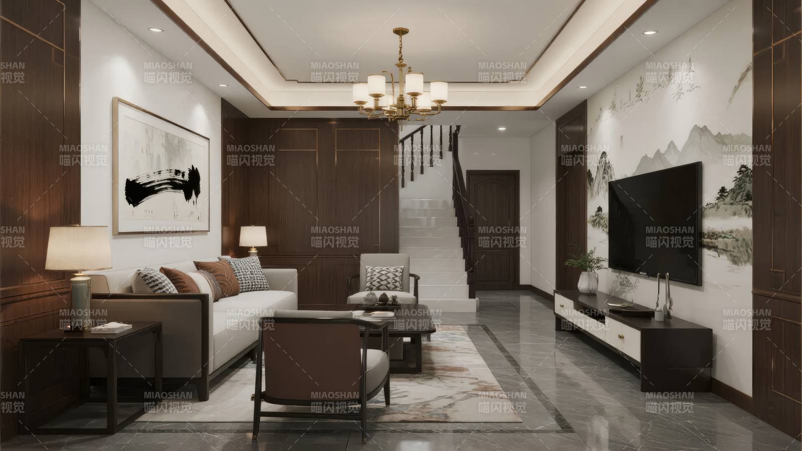 现代中式客厅设计图片