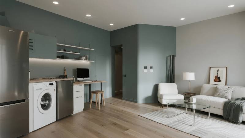 现代简约客厅厨房图片