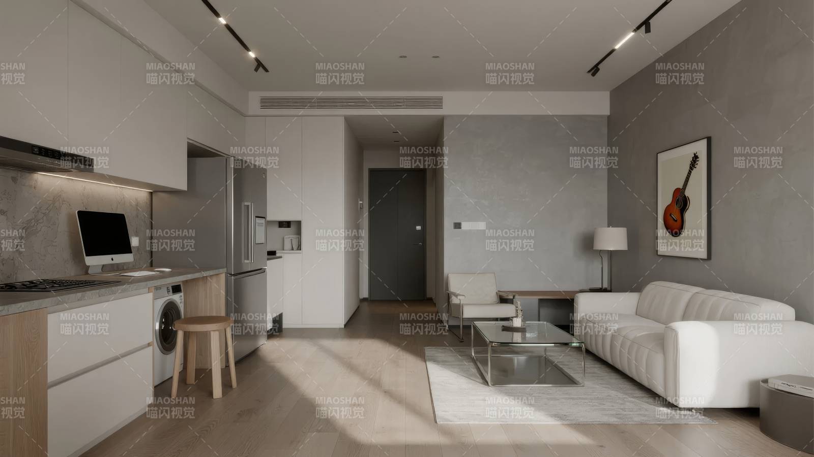 现代简约客厅厨房图片