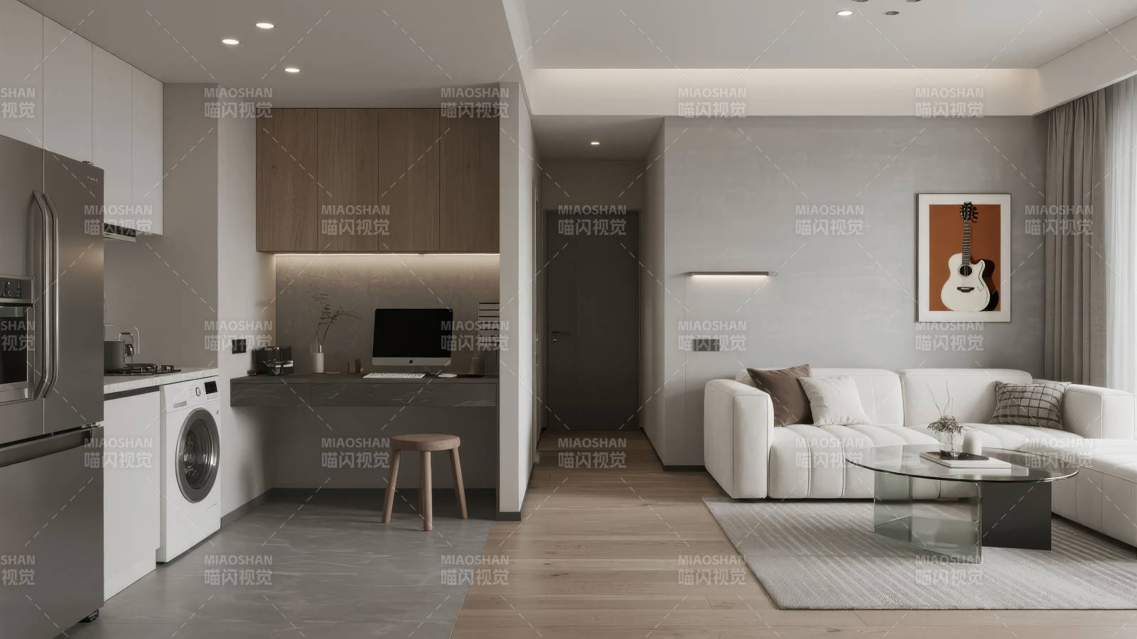 现代简约客厅厨房图片