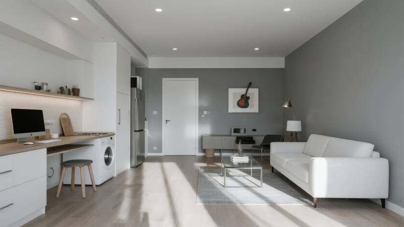 现代简约客厅厨房图片