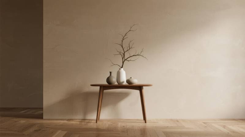 简约木桌静物图图片