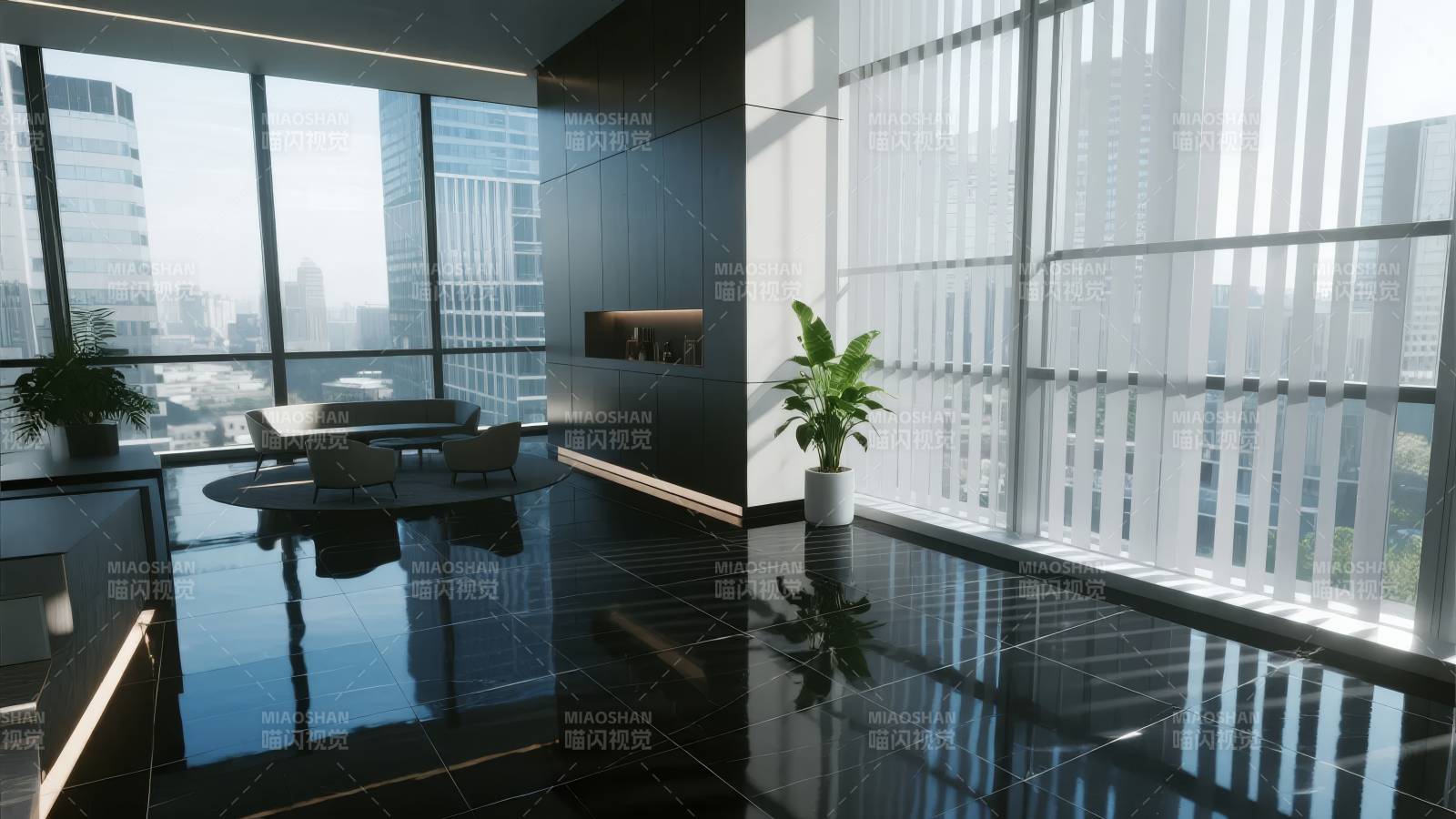 现代办公室全景图片