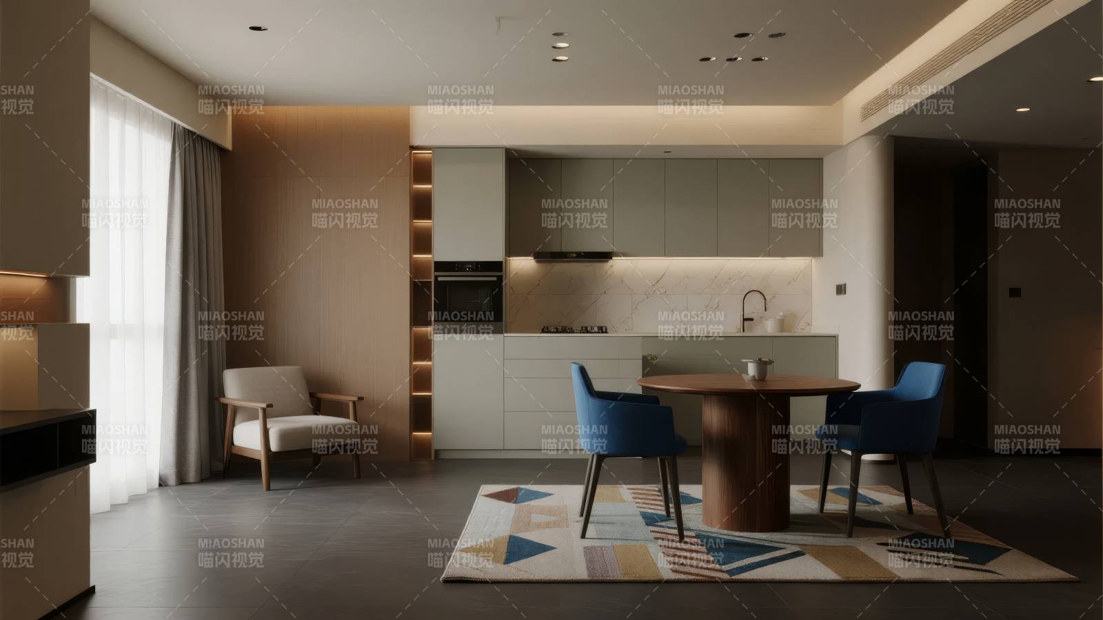 现代简约厨房客厅图片