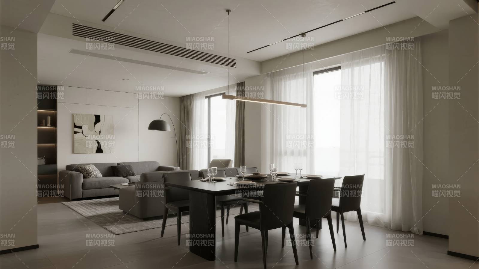 现代简约客厅餐厅图片