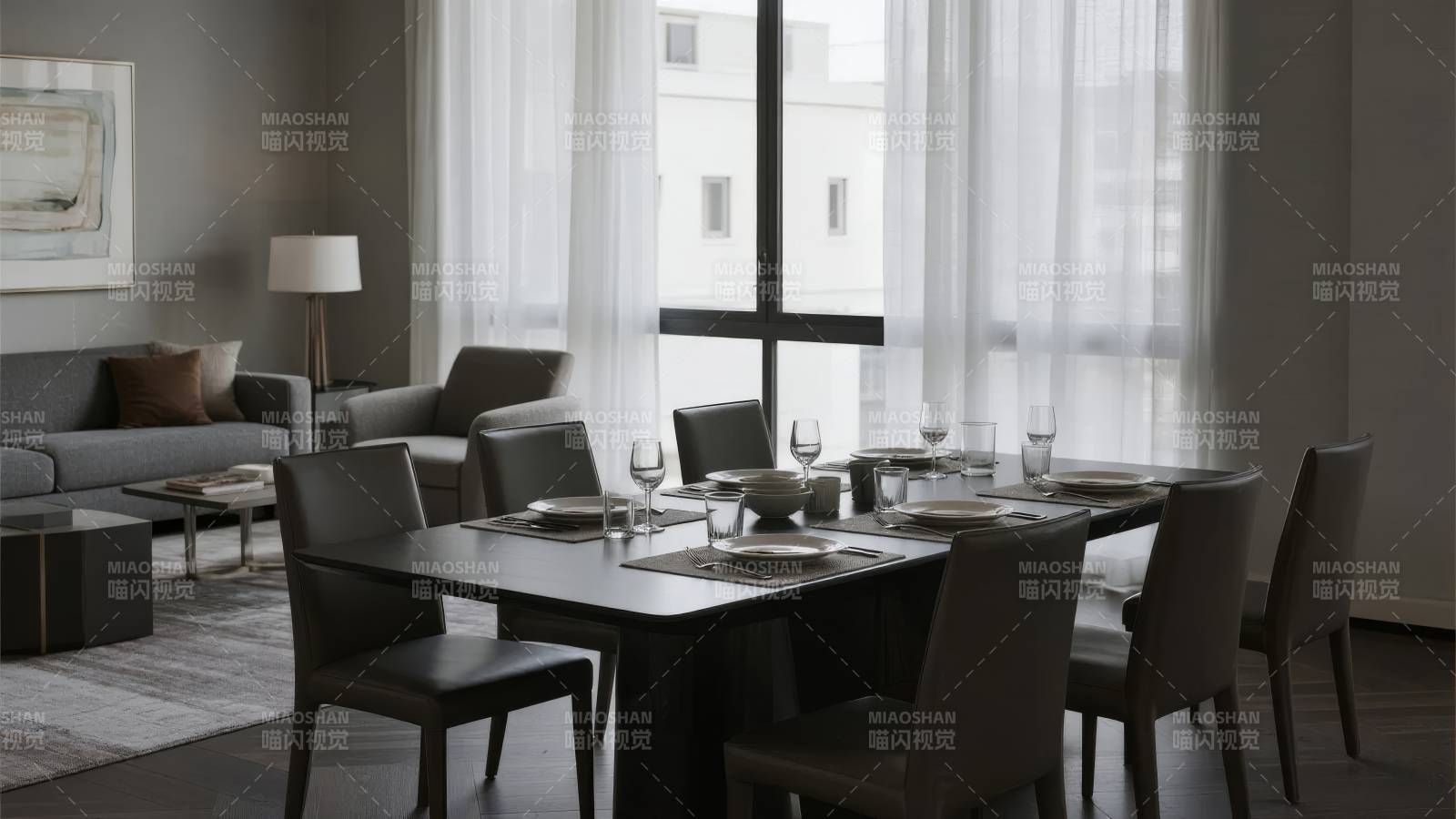 现代简约餐厅一角图片