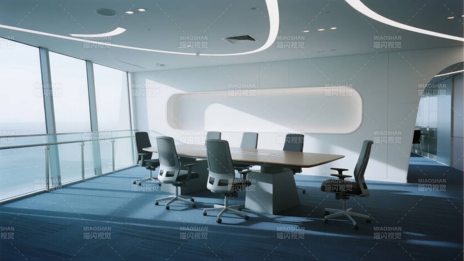 现代会议室全景图片