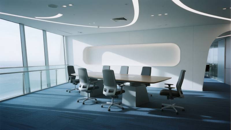 现代会议室全景图片