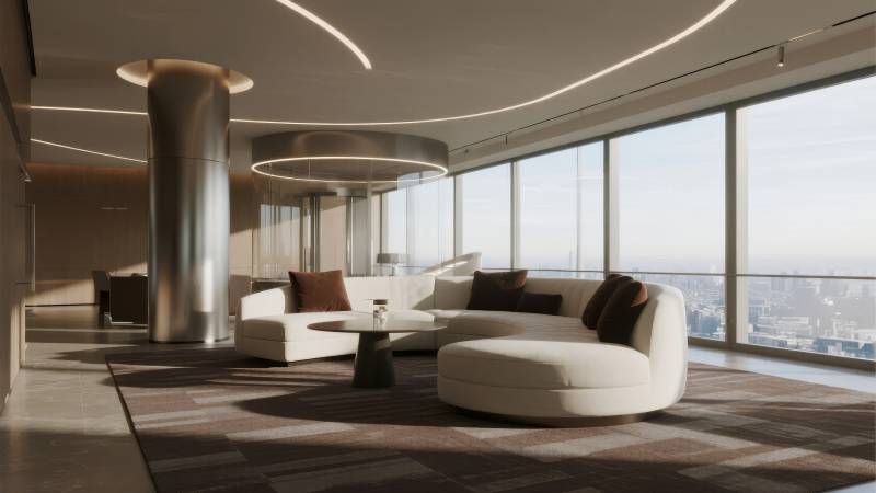 现代客厅全景窗图片