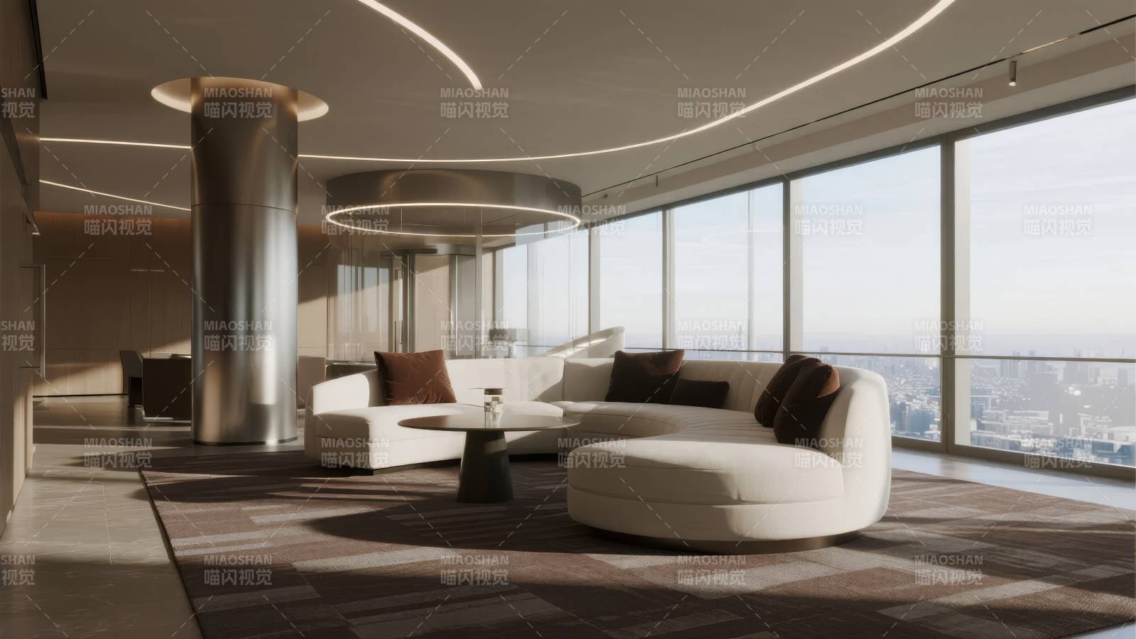 现代客厅全景窗图片