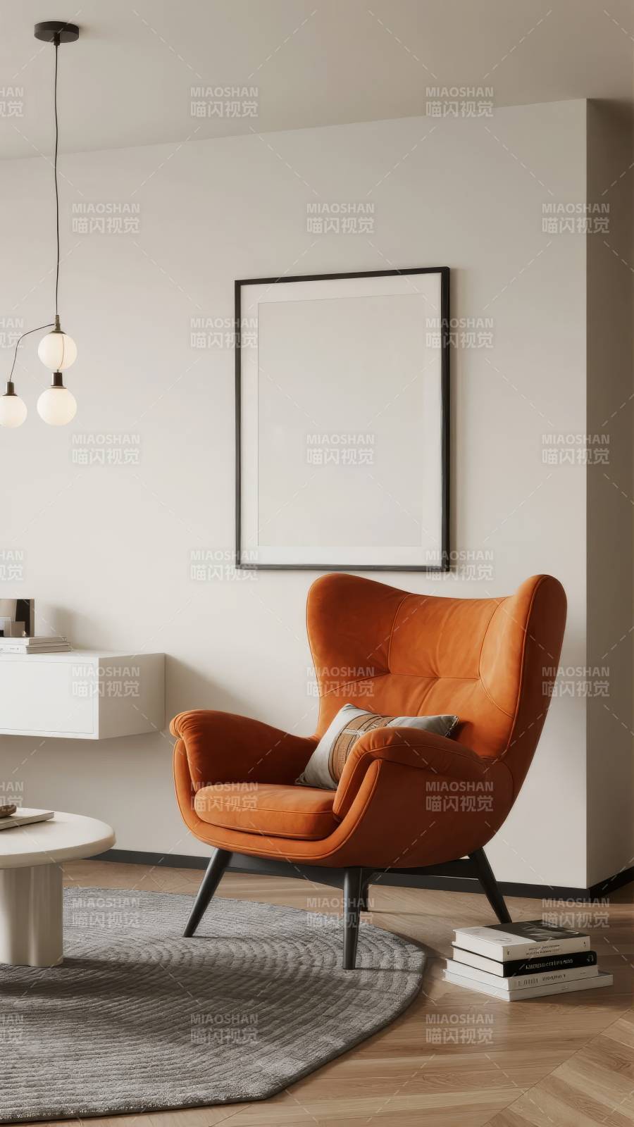 橙色沙发椅客厅一角图片