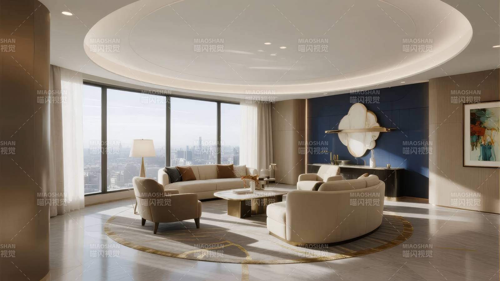 现代奢华客厅全景图片