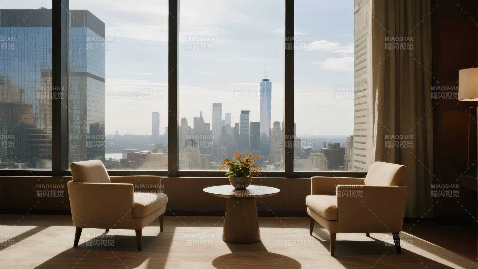 都市窗景客厅图片