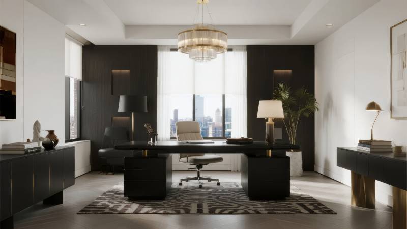 现代简约书房设计图片