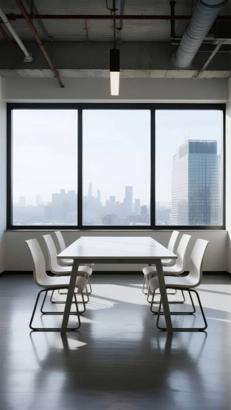 现代会议室窗景图片