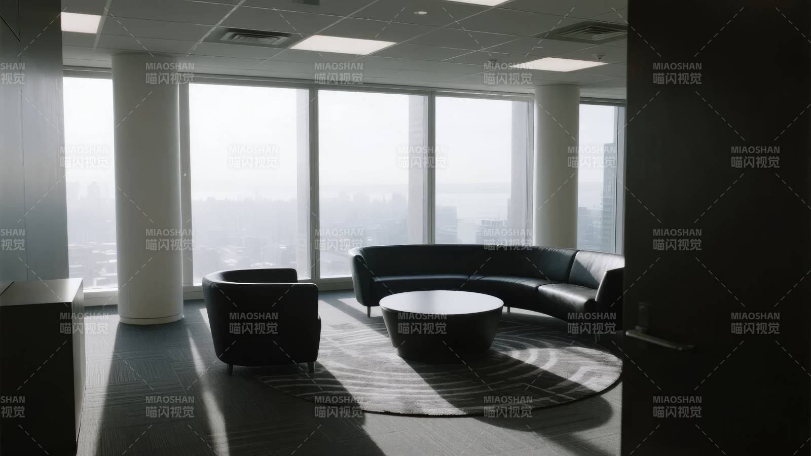 现代办公室全景窗景图片