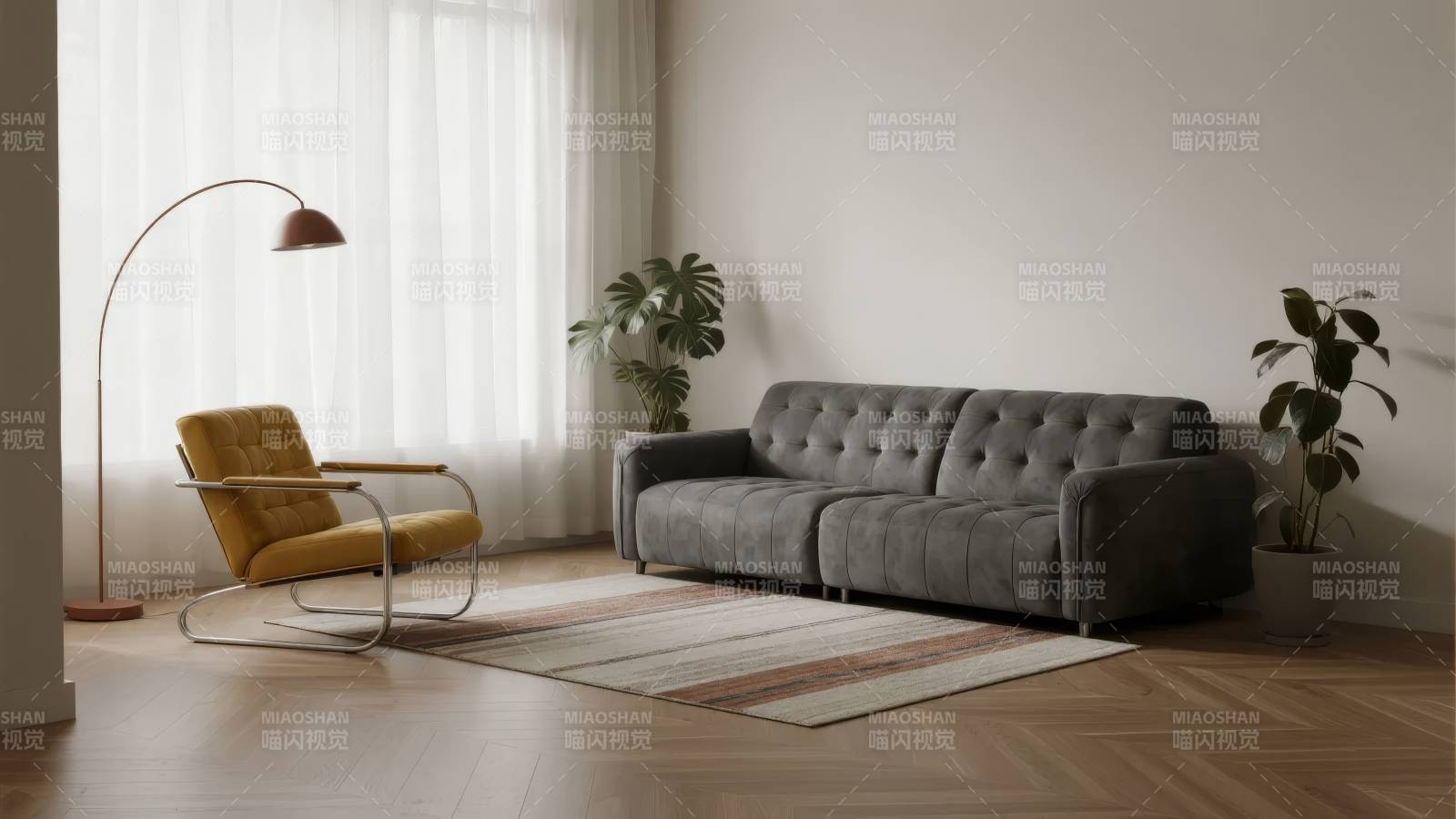 现代简约客厅布置图片