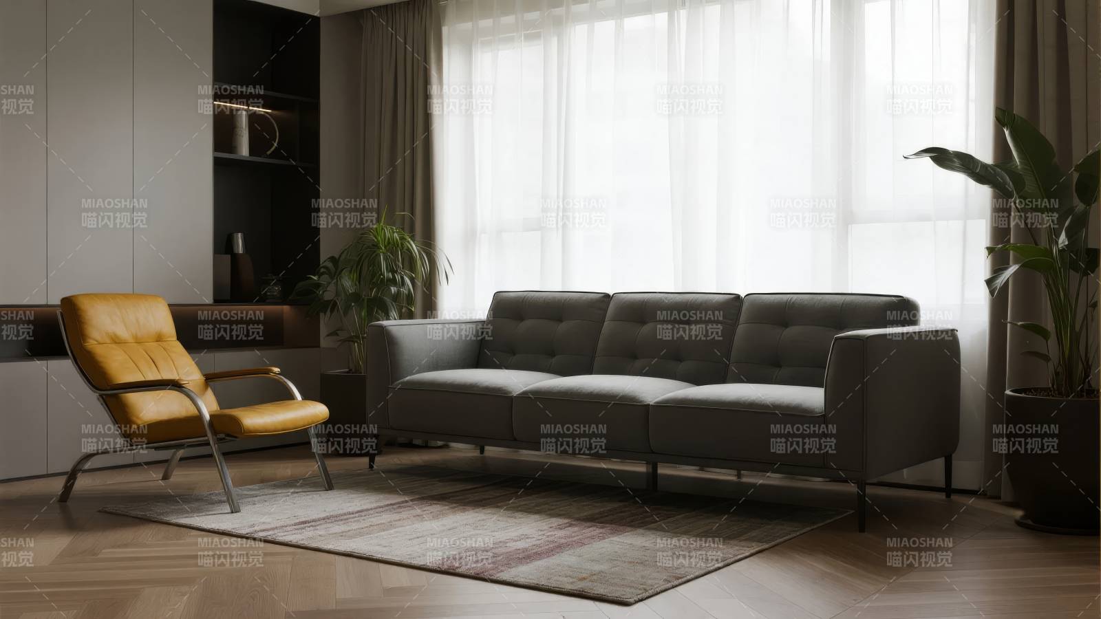 现代简约客厅布置图片