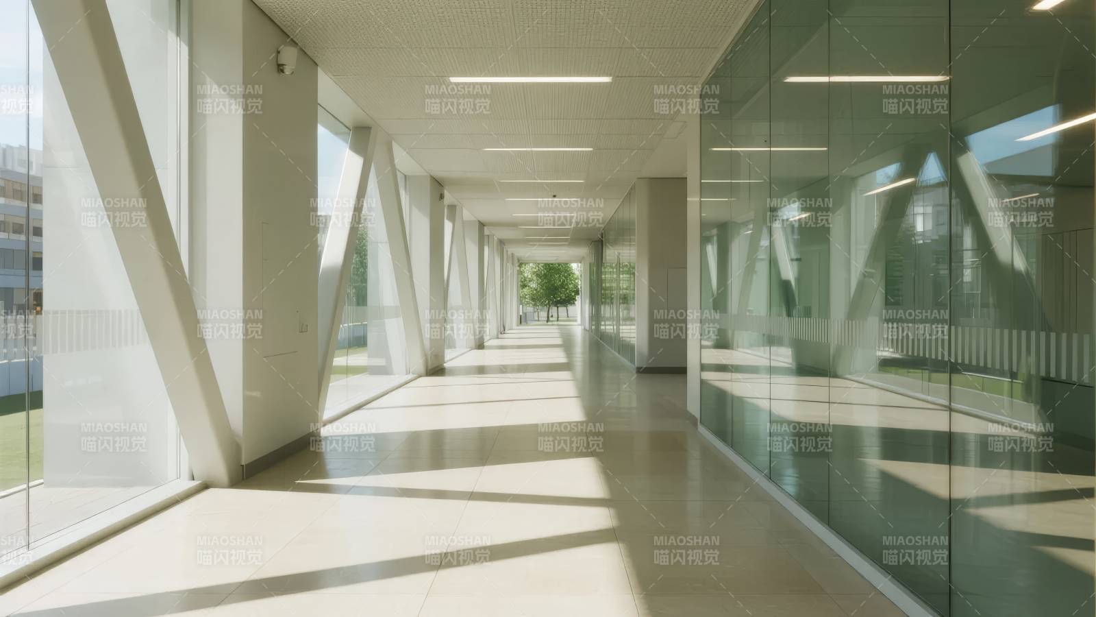 现代建筑走廊光影图片