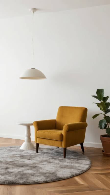 黄椅静谧角落图片