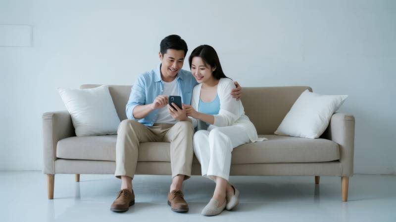 情侣共赏手机时光图片