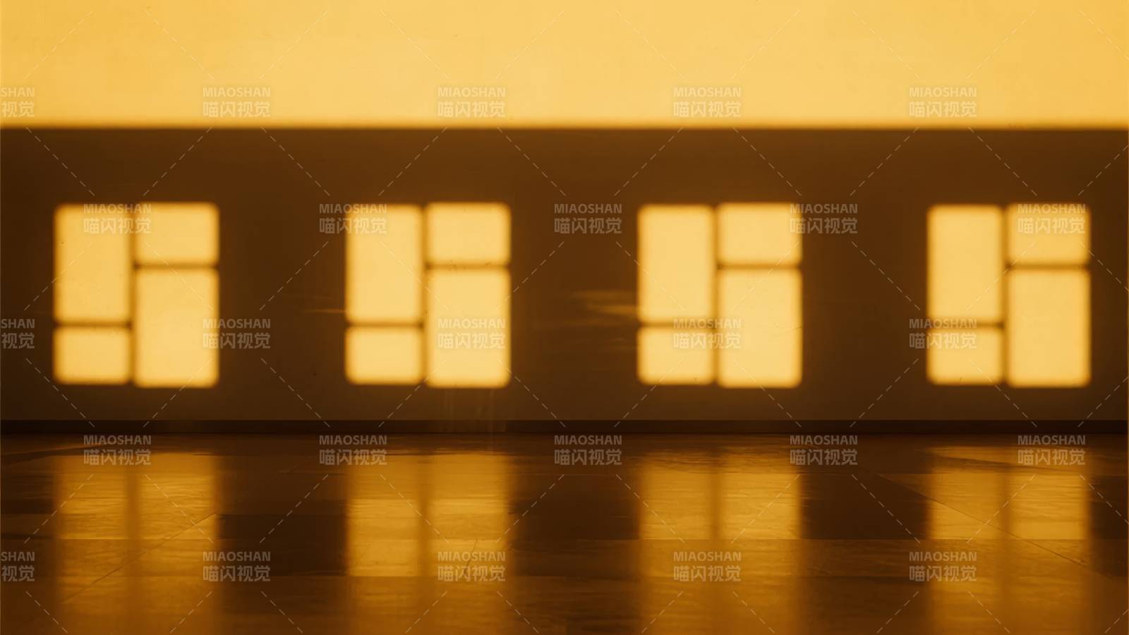 暖光窗格倒影图片