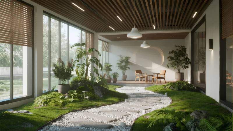 室内绿意庭院图片