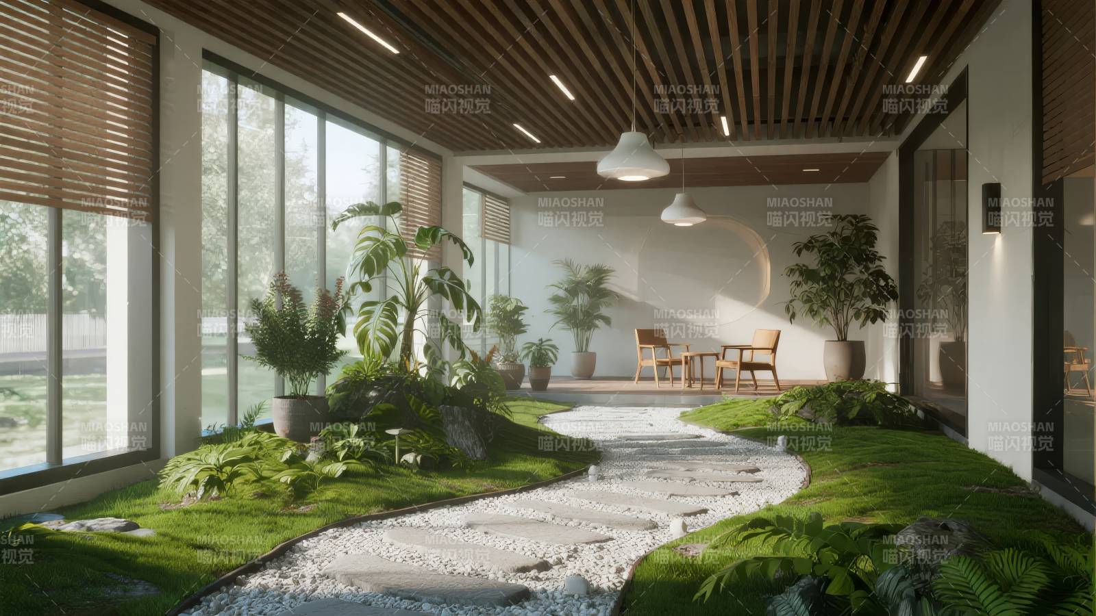 室内绿意庭院图片