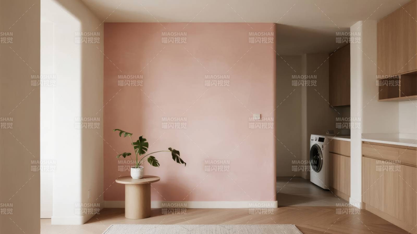 粉墙绿植小景图片