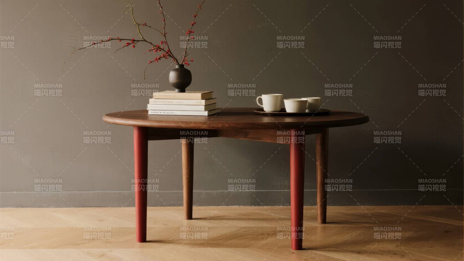 简约木桌静物摆设图片