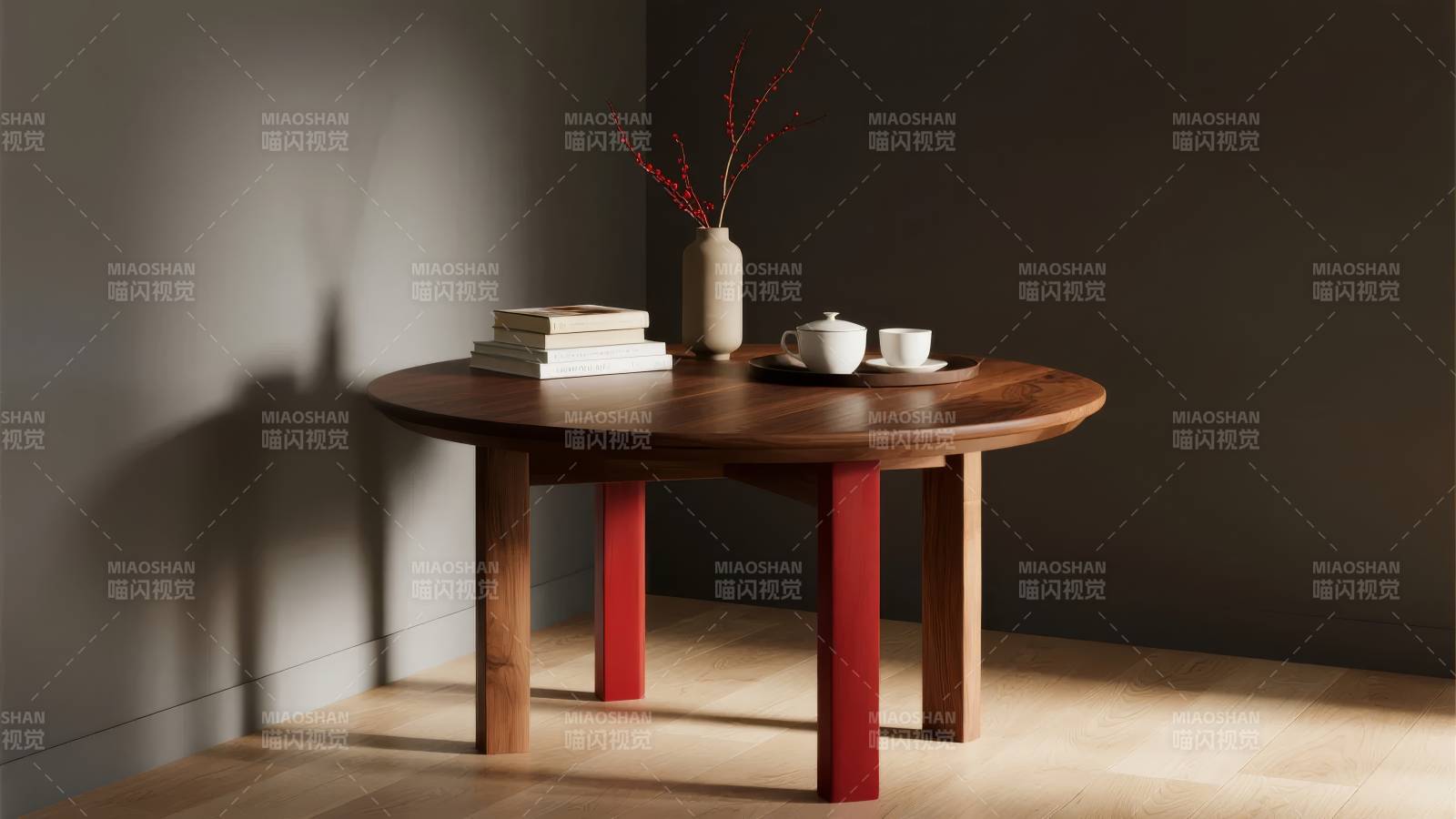 简约木桌静物摆设图片