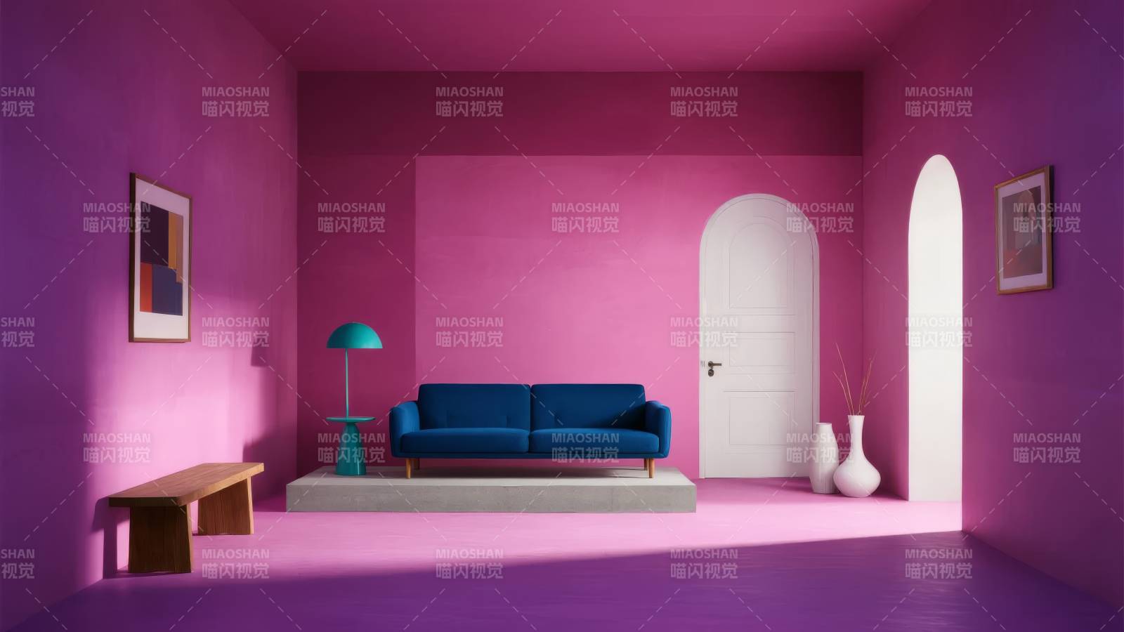 粉紫客厅艺术照图片