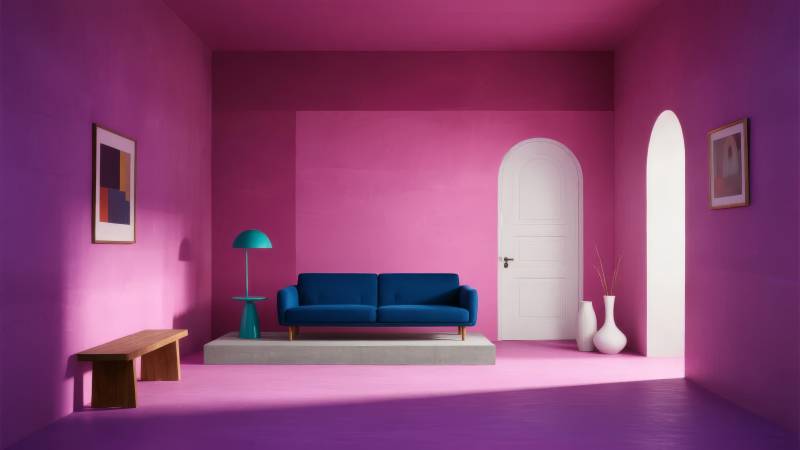 粉紫客厅艺术照图片