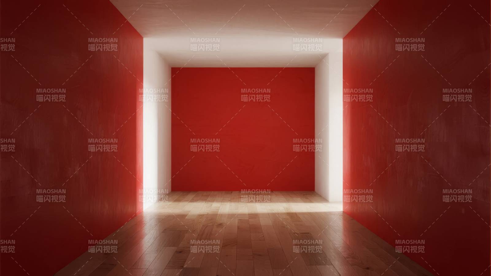 红墙光影走廊图片