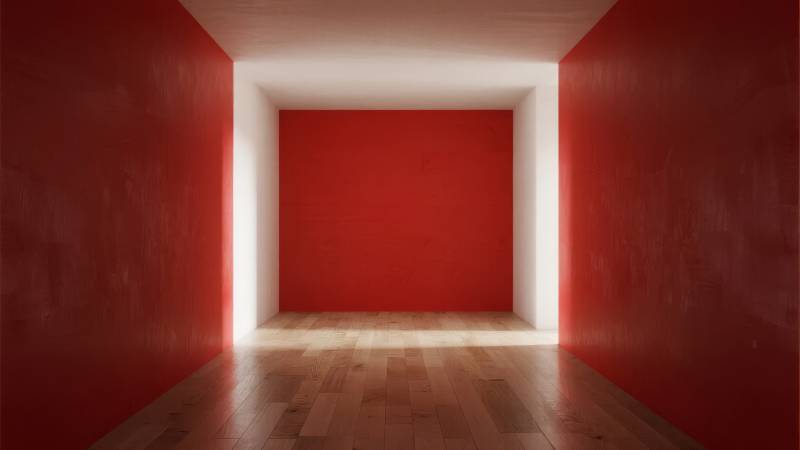 红墙光影走廊图片