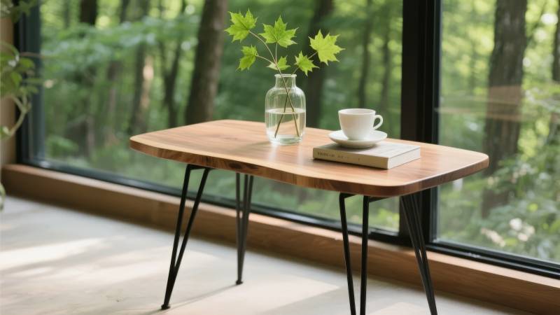 窗边木桌静谧时光图片