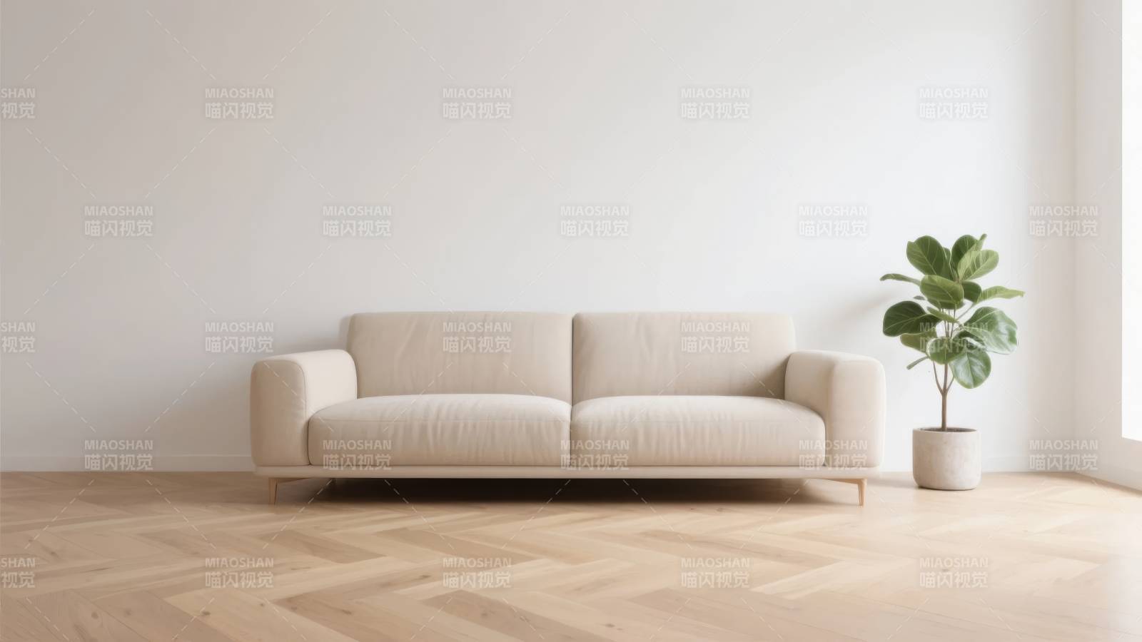 简约客厅沙发绿植图片