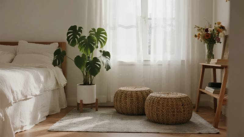 温馨卧室绿植点缀图片