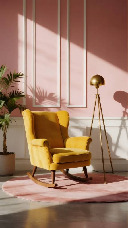 粉墙黄椅光影美图片