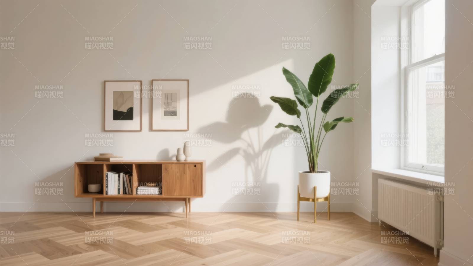 简约客厅绿植一角图片