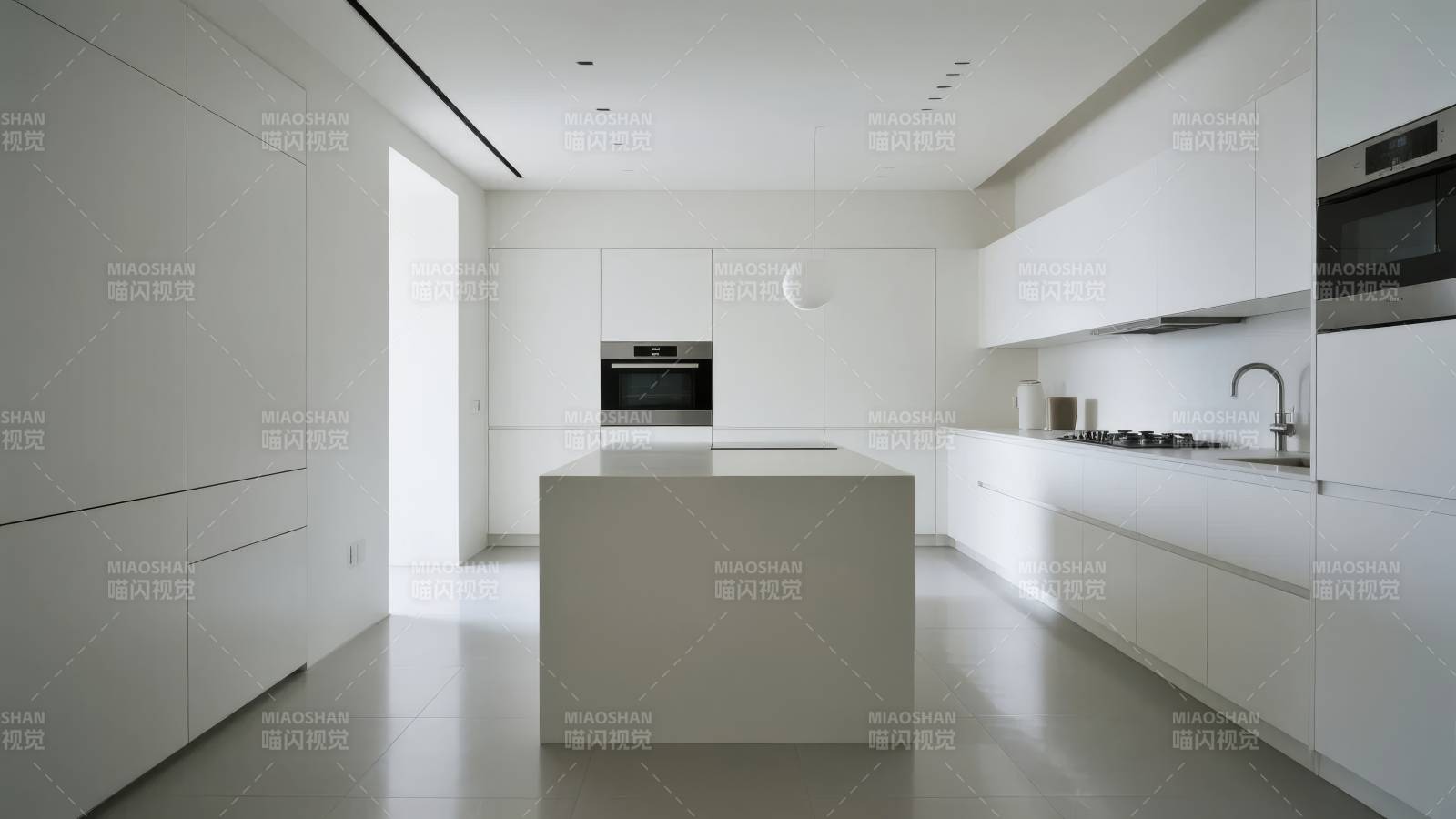 极简白色厨房设计图片