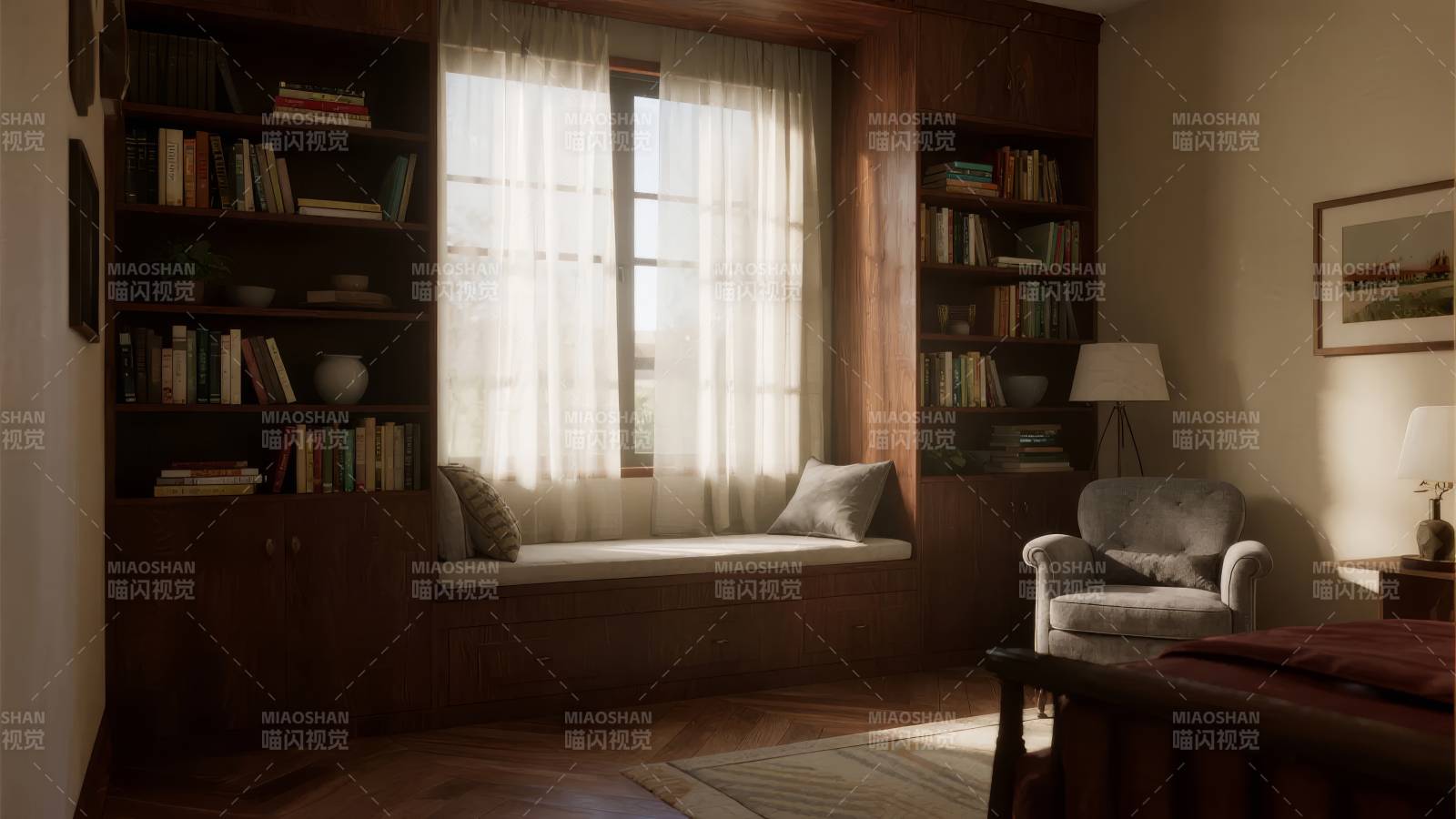 温馨书房一角图片