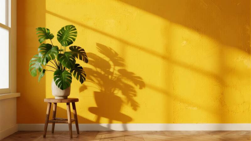 阳光下的绿植影图片