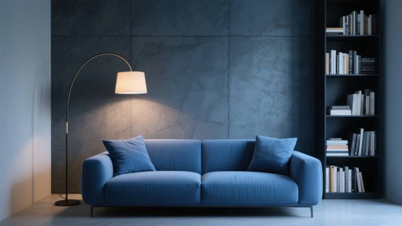 蓝色沙发现代客厅图片