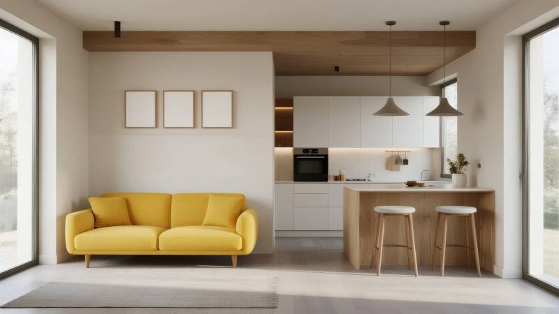 现代简约客厅厨房图片