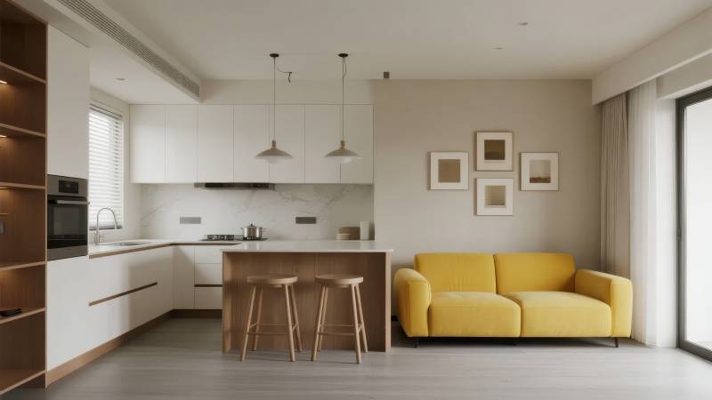 现代简约客厅厨房图片